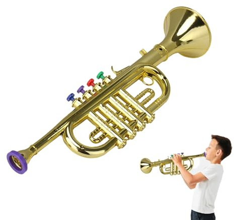 Mini Trompete Kinder - Spielzeugtrompete Mit Sound | 4 Tasten Blasinstrument | Frühe Musik Förderung Für Kleinkinder Ab 3 Jahre Kindergarten Rollenspiel Geschenk Interaktiv