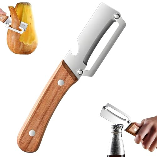 Elite Gourmet Knives,Zero Flex SchäLer Mit Holzgriff,Zero-Snag-HolzküChenwerkzeug,Kerlwert SchäLer,Multifunktionaler GemüSeschäLer, SparschäLer, SchäLers Mit Holzgriff,FüR äPfel, KüRbisse Und Papayas