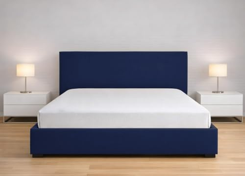 BIANCHERIAWEB Vestiletto Giroletto Effetto Velluto Estensibile Tinta Unita MOD. Perfetto Matrimoniale Blu