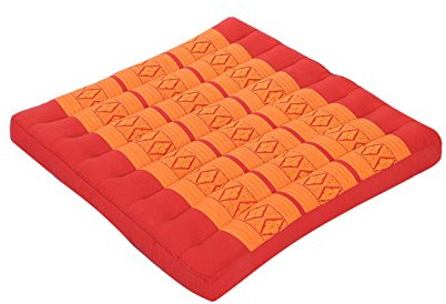 Handelsturm Thai Sitzkissen 50x50, Auflage mit hochwertiger Füllung aus Kapok, Thaikissen Sitz Burgunder orange rot, quadratisches Bodenkissen