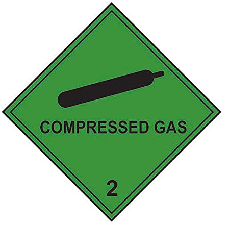 Compressed Gas Class 2 Warning Labels - Roll of 250 - Self Adhesive Vinyl - 100mm x 100mm - Hazard Safety Stickers for Cylinders, Storage & Transport