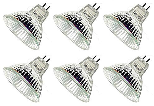 10Watt 12Volt MR16 Halogen Light Bulbs, 120 Lumens Bi Pin Wide Beam 4000Hr Life, 2700K Warm White Precision Reflector Fiber Optic Light Bulb (6 Pack)