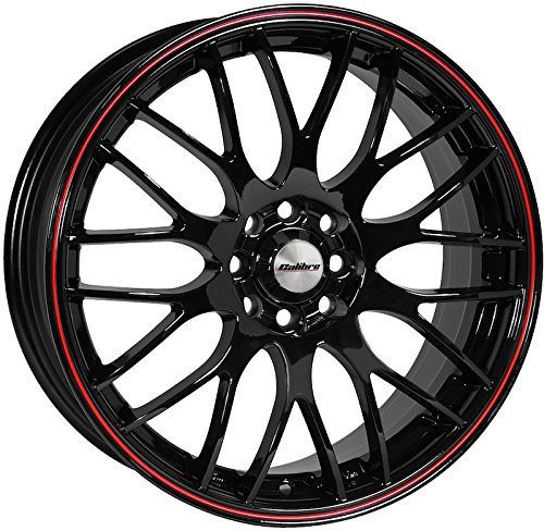 Calibre y770j-pyba0140 + 16573 Rueda de Aleación de Movimiento para Fiat 500L a Partir de 2012, 7 (43,2 x 43,2 cm), Color Negro/Rojo de Rayas