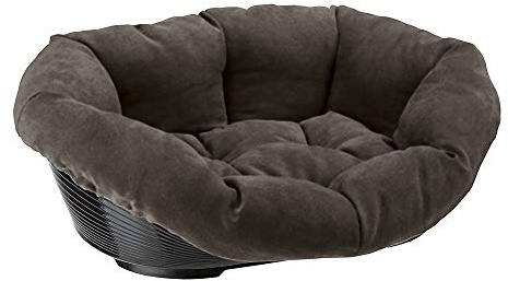 Ferplast Cuccia Cane e Gatto con Cuscino SOFA' PRESTIGE 2 in Velluto, Lavabile, Lettino per Cani Gatti da Interno Imbottito, Cesta in Plastica, Fondo Forato e Poggiamento, Antiscivolo, 52 x 39 x h 21 cm, Grigio