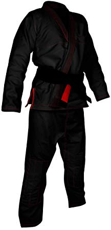 ROX Fit BJJ Gi Suits for Competition Brazilian Jiu Jitsu Gi Suit - Black with Red Stitching, A0, A1, A2, A3, A4, A5, A6 (A6)