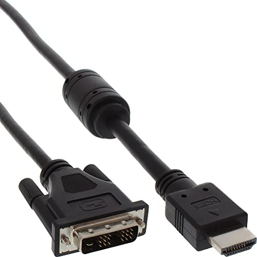 Cavo Hdmi InLine Adattatore Standard Dvi FullHD 1080p. Type-A maschio/Dvi-D (18+1) maschio ferrite anti-disturbo nero 1m [17661]
