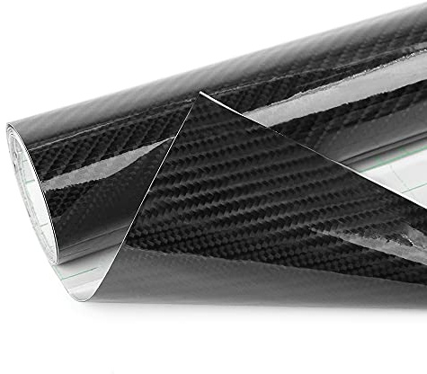 sourcing map Autofolie Carbon Vinyl Schutzfolie Für Auto Deko 1 Roll | Größe 50x300cm, Farbe Schwarz, 6D Kohlefaser, Selbstklebend, UV-Beständig, Wasserdicht, Kratzfest, Innen- & Außendekoration