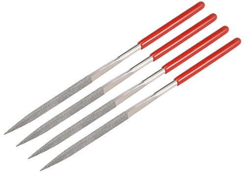 sourcing map Lime Diamant Triangulaire Grain 150 5mm x 180mm 4pcs | Fichier D'Aiguille