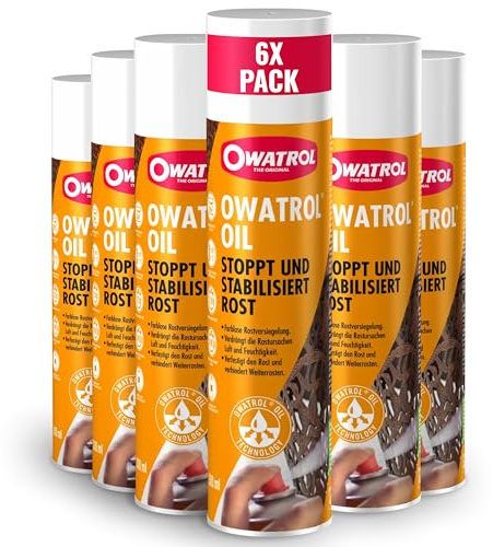 OWATROL Rostschutzspray 6x300ml – transparent, KFZ | Rostumwandler & Haftgrund für Metall, Kunststoff, Glas & Holz – ideale Grundierung für Autolack