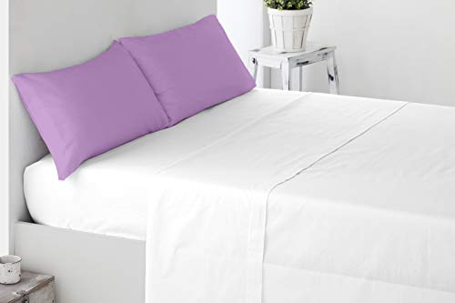 Miracle Home. Fundas de almohada, 2 unidades, 50 % algodón, cierre de sobre, antipeeling. 70 x 50. Cama 135, Malva