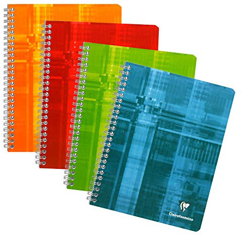 Clairefontaine 8762C Lot de 5 Cahiers à Spirale - 17x22 cm - 180 Pages Petits Carreaux - Papier Blanc 90 g - Couverture Carte Pelliculée - Couleurs Aléatoires