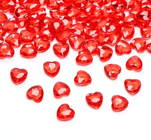 Sweelov 500 Stück Rot Herzen Diamantkristalle 12mm glitzernde Streudeko Deko Funkelnd Steine Kristalle Konfetti Diamanten zum Weihnachten Geschenk Füllung Dekoration Hochzeit Verlobung,Valentinstag