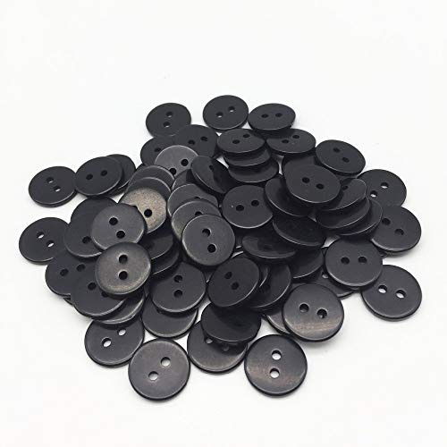 TopHomer Knöpfe aus Kunstharz, gemischt, 8 mm, 2 Löcher, zum Nähen, Scrapbooking, Kartengestaltung, Basteln, Geschenk, Schwarz, 200 Stück