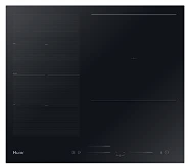 Haier Series 4 HAFRSJ63MC, Placa de Inducción Flex, 3 Zonas de Cocción, 60CM, Control Táctil Multislider, WIFI, 9 niveles de potencia, Temporizador, Tecnología VaryCook, Potencia 7,2KW, Cristal Negro