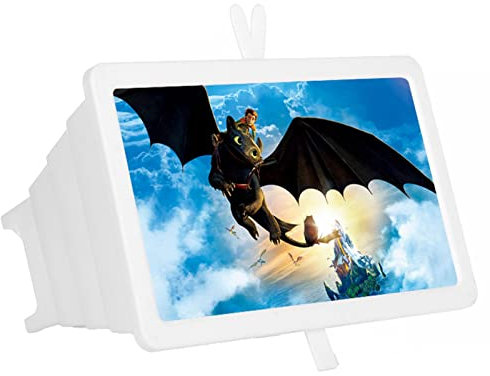 GXDJC 14 Inch Mobile Phone Screen Magnifier, 3D Smartphone Screen Expander Mobile Projector, Telescopic Holder, HD Movie Amplifier For All Smart Phone Model (Color : White)