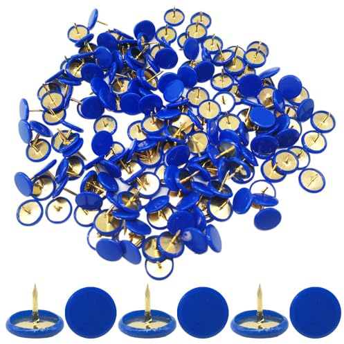 Ruidee 150 Stück Reißzwecken, Pinnnadeln für Schule, Büro, Karte, Fotowand, Korktafel, Pinnwand (blau)