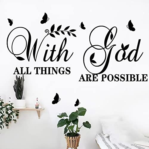 with God All Things are Possible Wall Stickers InspirationalDecal Vinyl Decals Motivational Office Decor Quote Wall Art Vinyl Wall Decal Living Bed Room School Words Saying