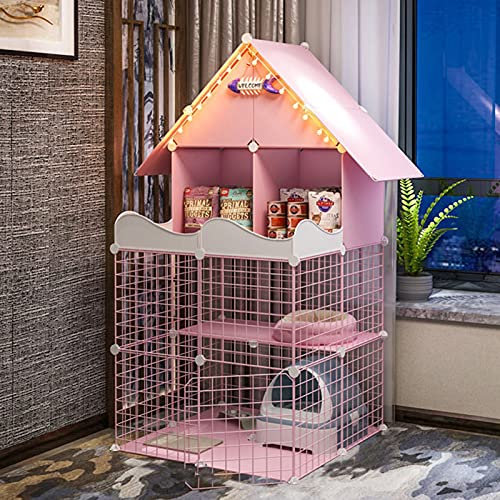 CHEMYO Outdoor-Katzenhaus, große Katzentransportbox – 3-stöckiger Katzenkäfig, Laufstall, Kiste, Zwinger, Katzenkäfige, groß, mit Katzenklo, Faltbare Katzenkäfige