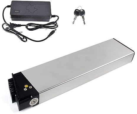 VBVAIQAD 48V Batería Ebike 10.4AH 12.8AH 14Ah Batería de Iones de Litio Batería de Tubo de Asiento en Plata con Cargador Adecuado para Bicicleta eléctrica 350W 500W 1000W (48V10.4AH)