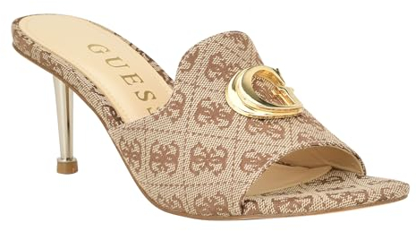 GUESS Damen Druckknöpfe Sandale mit Absatz, Beige/Braun 210, 40 EU