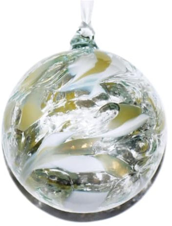Decorvo Large Friendship Glass Ball Globe - White 4.7 inch Hand Blown Handmade Hanging Garden Gazing Ball Indoor Outdoor Home Decor, Friendship - White