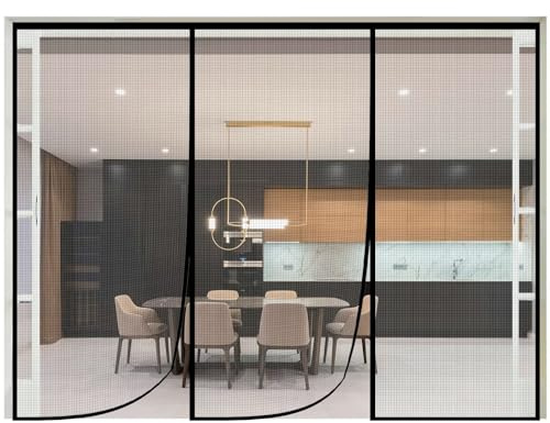 Mosquitera MagnéTica Para Ventana De Puerta, Cortinas Antimoscas De 215x250 Cm Para Puerta, Mosquitera Corrediza Para Ventana Salediza, Cortinas Contra Insectos Con Pantalla Negro