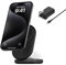 Belkin BoostCharge 2-in-1 magnetic foldable Qi2 charger 15W, MagSafe compatible wireless charger, fast charger for iPhone 16, 15, 14, 13, 12, charging station with non-slip base, PSU Included - Black