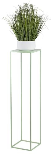 HowHomely Soporte para flores de metal verde azulado 100 cm de alto - Taburete para plantas sólido y robusto de metal - Soporte para plantas para la decoración en la sala de estar, dormitorio u