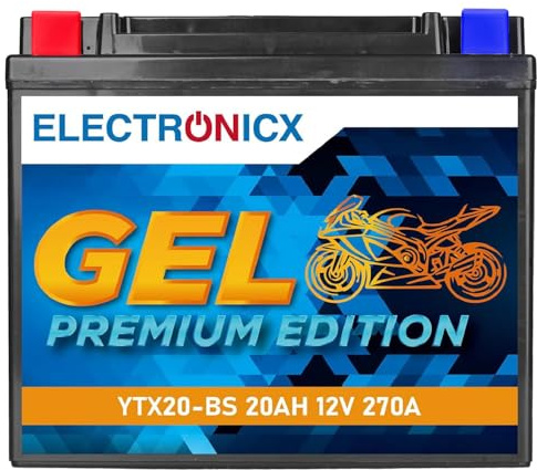 Electronicx YTX20 BS GEL Motorradbatterie 12V 20Ah 270A - wartungsfreie, versiegelte, vibrationsfeste und kompakte Starterbatterie. Ideal für Quad, Roller, ATV und Motorrad - sofort einsetzbar.