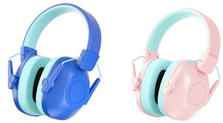 Kalence Cuffie antirumore per bambini, SNR 29 dB, cuffie antirumore per bambini con autismo, ideali per fuochi d'artificio, concerti, cinema, rosa e blu., M