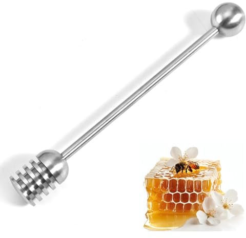 1 Pcs Long Handle Honey Dipper Anti-Rust Honey Stirrer Spoon 304 Stainless Steel Honeycomb Stick for Honey Jam Jar Dispense 6.3 Inch/ 16cm, Honey Stick