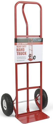Simpli-Magic Steel Pneumatic Hand Truck Dolly, 600LBS – Convertible Heavy-Duty Moving Dolly Cart with 10 Wheels – Stable, Smooth Movement, Premium American Red Finish