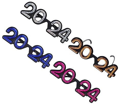 DEARMAMY 4paare Lustige Neujahrsbrillen Zahlenbrille Für Silvesterfeiern Bunte Partybrille Und Foto-requisiten Für Erwachsene Und Feiern