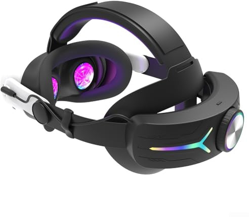 Eawfgtuw Correa de cabeza de batería para Meta para Quest 3 con batería integrada de 12000 mAh, carga rápida, retroiluminación LED, ajuste cómodo ajustable para juegos de realidad virtual extendida