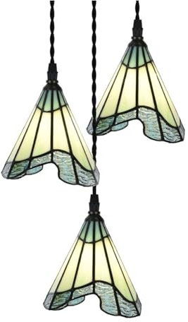 3-flammiger Kronleuchter mit böhmischen Glasschirmen - Art Deco Trade