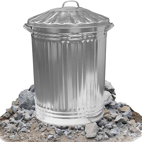 Trendi 90L GALVANISED METAL DUSTBIN WITH LID for GARDEN, INDOOR, RUBBISH, KITCHEN, SMALL WASTE/STEEL DUSTBIN
