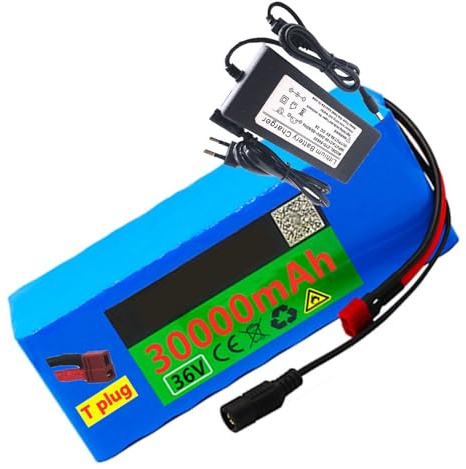 36V 30Ah 10S3P Lithiumbatterie Ebike-Batterie Li-Ionen-Akku mit 42V2A und BMS für Motorkit unter 1200W XT60 Plug+T Plug