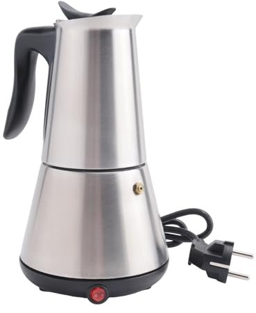 Pqahffowr Cucina elettrica Caffettiera Moka Pot 6 Tazze Percolatore Caffettiera Elettrica in Acciaio Caffè Spina Europea