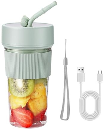Mini mixeur - 350 ml - Mixeur de voyage personnel pour smoothies, shakes - Design paille - Mixeur de voyage personnel pour smoothies - Mixeur de voyage personnel avec 6 lames pour la maison, la
