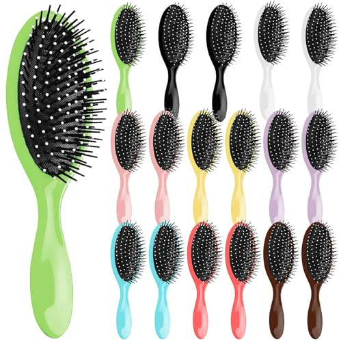 Set di 18 spazzole districanti per capelli bagnati e asciutti, spazzola morbida anti-nodi, spazzola da viaggio, multicolore, 22 x 7,2 cm, per donne e uomini
