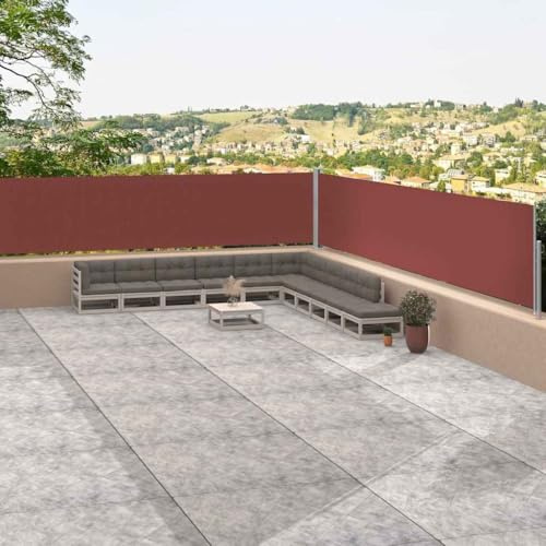 Retractable Side Awning with UV-Resistant Polyester, Adjustable Width, Outdoor Privacy Screen, Free-Standing Awning, Garden Awning, Brown, 117 x 1200 cm