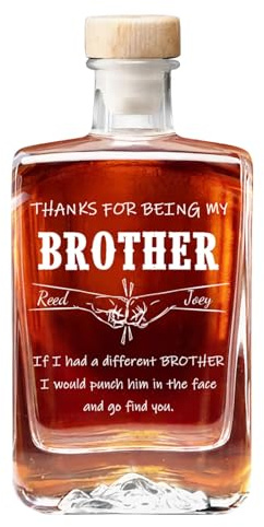 Personalized Thanks for Being My Brother Whisky Bottle, Custom Funny Glass Whiskey Bottles, Christmas Birthday Anniversary Whiskey Gifts for Brothers Best Friends Men Him (Style 01)