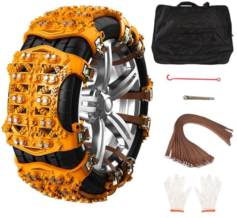 Arrovarp Lot de 6 chaînes à neige antidérapantes et épaisses pour voiture, 165 à 265 mm, traction automatique pour pneus d'hiver, camionnette, SUV, camion, berlines, routes enneigées