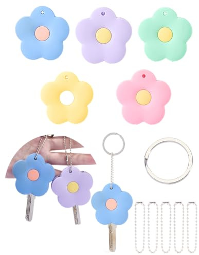 BEAMARKER 5 funda para Llave con Diseño de Flores, Bonitas Etiquetas para Identificar Llaves, Anillos, Protectores, Suaves Y Duraderos, para Teléfono, Accesorios para el Hogar, Apartamentos, Mochilas,