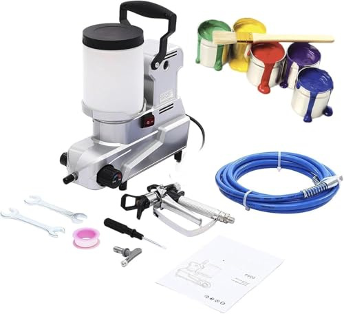 Portable Airless Paint Sprayer, 1600W Electric Varnish Gun with 2L Capacity, 2.5L/Min Flow Rate, 5m Hose for Waterproofing Walls and Finishing Spraying