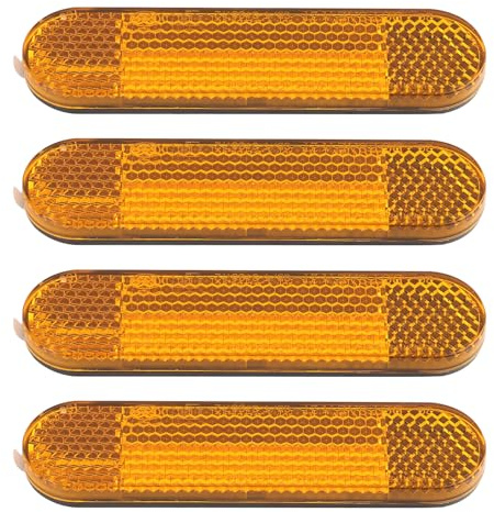 Sariputa 4 pezzi Riflettori per moto bicicletta 96 x 24 x 8 mm, Forcella riflettore giallo, riflettore rettangolare autoadesivo, per moto, bicicletta, scooter, autoadesivi