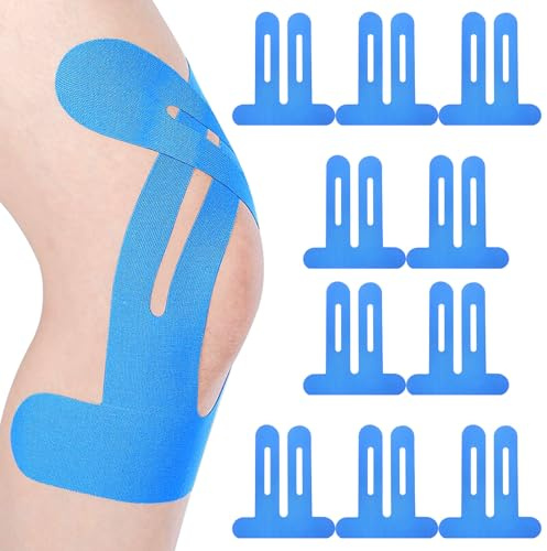 SJACXANM Taping Genou, 10PCS Bande Kinesiologie Genou, StrapGenou, Imperméables Et élastiques, Respirant, Bande Genoux Pour Genoux, Aux épaules, Aux Chevilles Et Aux Poignets (Bleu)
