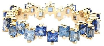 Whoiy Trauringe Gelbgold 585, Ring Verlobung Echtgold 14 Karat Ewigkeit mit Saphir Bandringe Gold Damenringe Größe 63 (20.1)