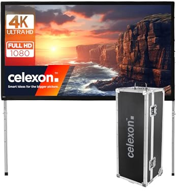 celexon Mobil Expert Rückprojektion Falt-Rahmen-Leinwand 140 | 305x172 cm 16:9 | transportable 4K, Full-HD Projektionsfläche mit Standgerüst für Ihren Outdoor- & Heimkino-Beamer | inkl. Roll-Koffer