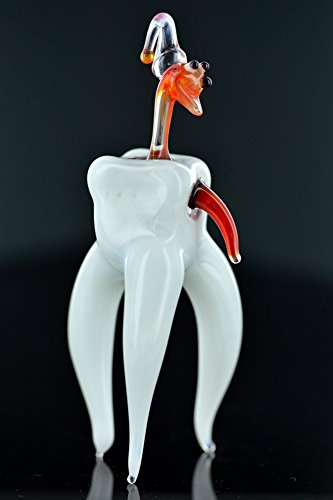 Zahn Mit Karies - Glasfigur Wurm - Modell eines Zahnes Figur aus Glas Deko Vitrine